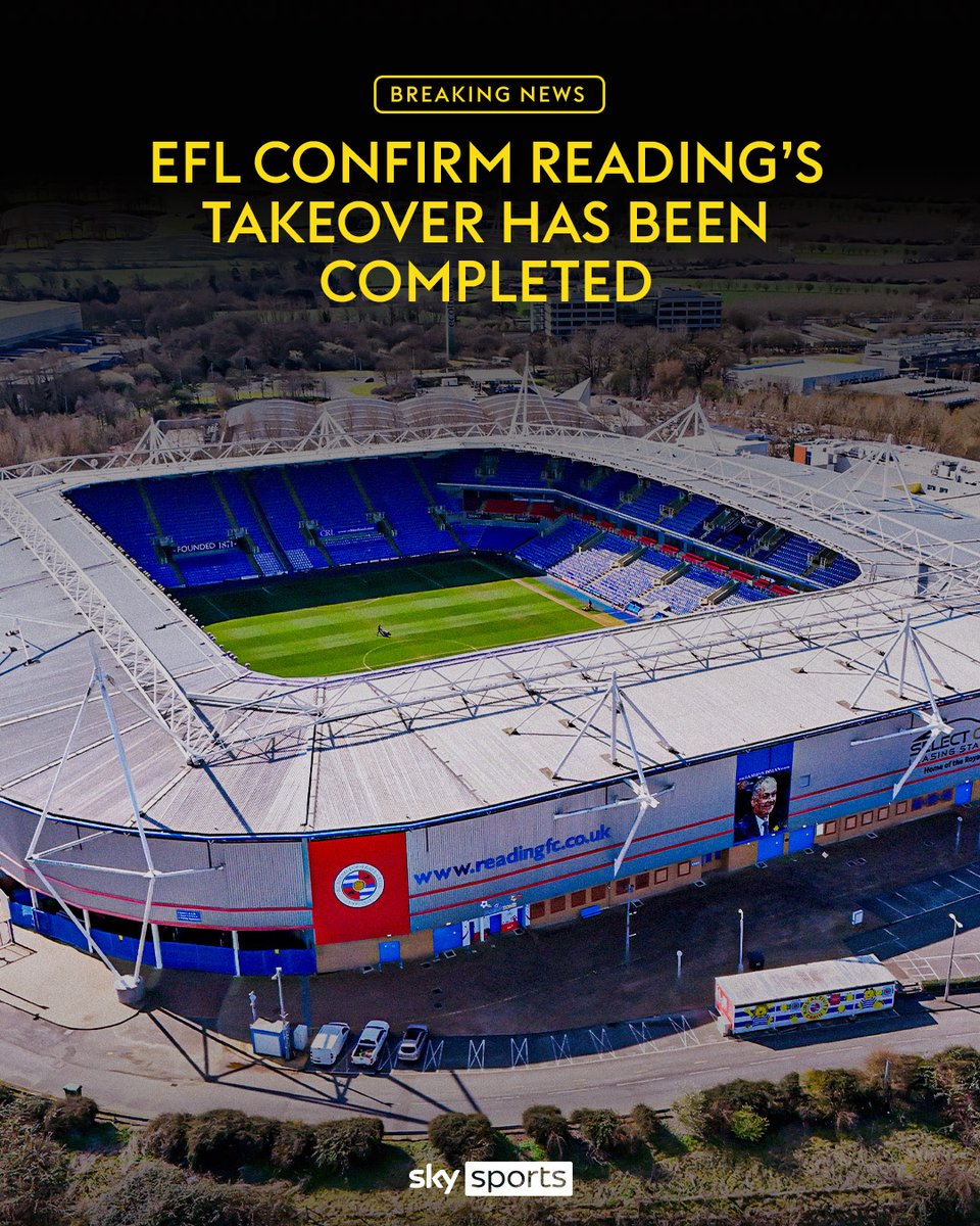 SkySportsNews's tweet image. The EFL have confirmed that the takeover of Reading Football Club by Redwood Holdings Limited has been completed 🚨