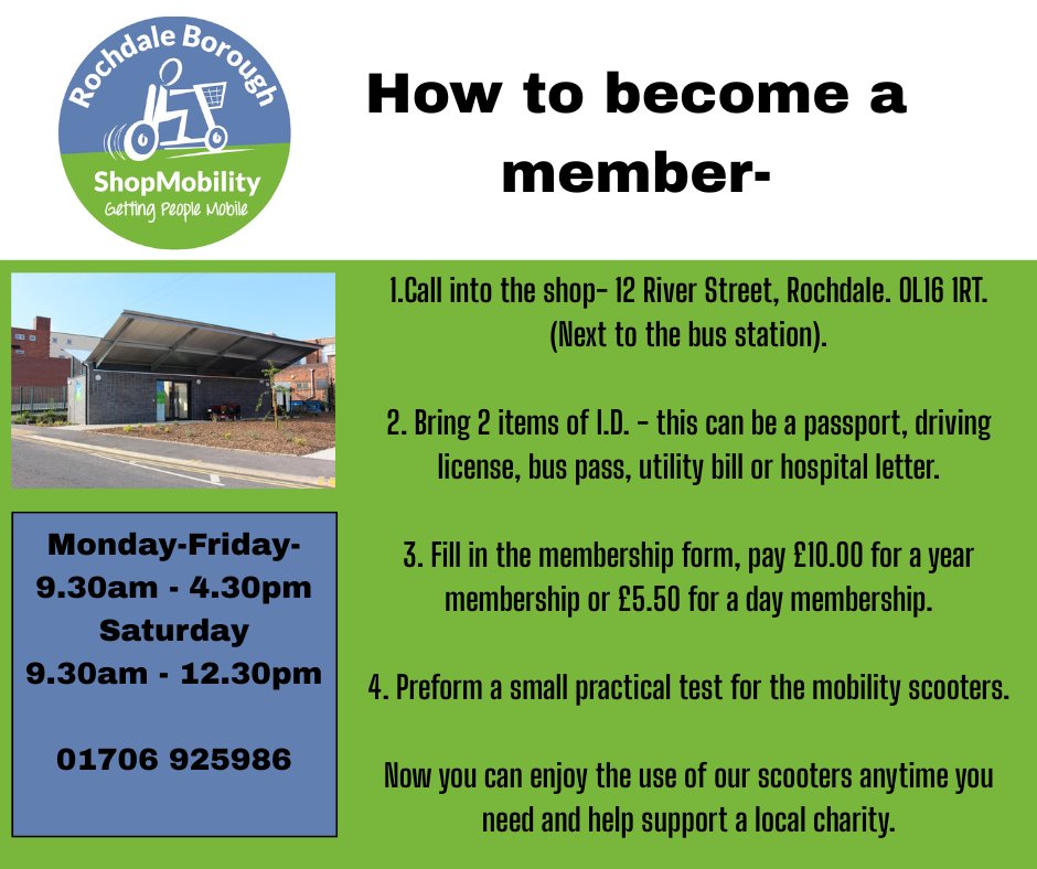 rbshopmobility's tweet photo. Help spread the word about our brilliant service which has been running since 1993! 
@RochdaleExch @RochdaleCouncil @RDriverside @RochdaleNews @rochdalehealth2  @HWRochdale @rochdale https://t.co/EGxavhXjUe