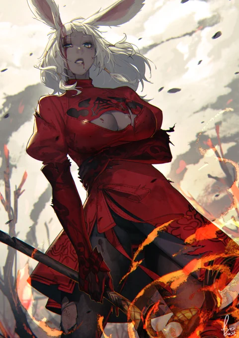 お題:ボロボロな黒ヴィエラさん #ff14 
