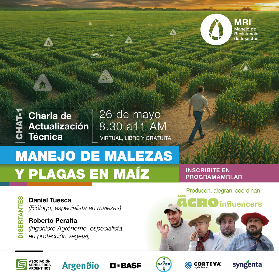 Vos que andás en el campo, no te pierdas… 🚜🌾
Cultivos, inversión, tecnología, calidad ambiental, pueden verse afectados por un manejo deficiente en materia de malezas y plagas. 🐛

Sumate al CHAT-1
Lunes 26 de mayo, de 8.30 a 11 AM.
👉programamri.ar/capacitación

¡Te esperamos!