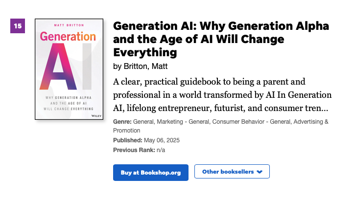 A HUGE Congratulations to our client <a href="/MattyB/">Matthew B. Britton</a> on his book Generation AI becoming a USA Today Best-Seller today!! 🎉🎉🎉🎉 Congratulations <a href="/WileyGlobal/">Wiley</a>  as well for producing such an amazing book!
