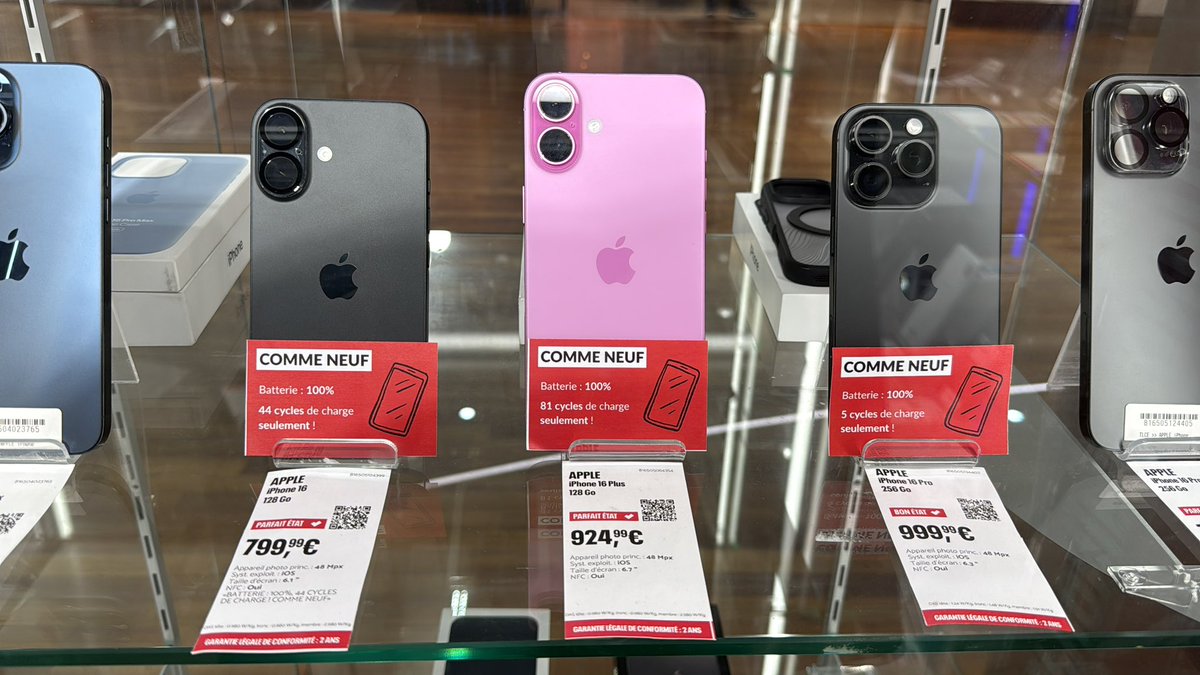 Les occasions qui n’en sont pas vraiment. Ça risque de partir vite ! 
À récupérer au Carrefour Easycash Nancy Houdemont

#iPhone16
