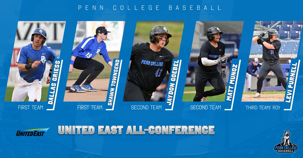 Congrats to these five student-athletes who excelled on the diamond.
1st Team: Dallas Griess, Shawn Townsend
2nd Team: Jaydon Goebel, Matt Munoz
3rd Team: Levi Purnell
United East Rookie of the Year:  Levi Purnell
#TheBrotherhood
#LetsGoCats