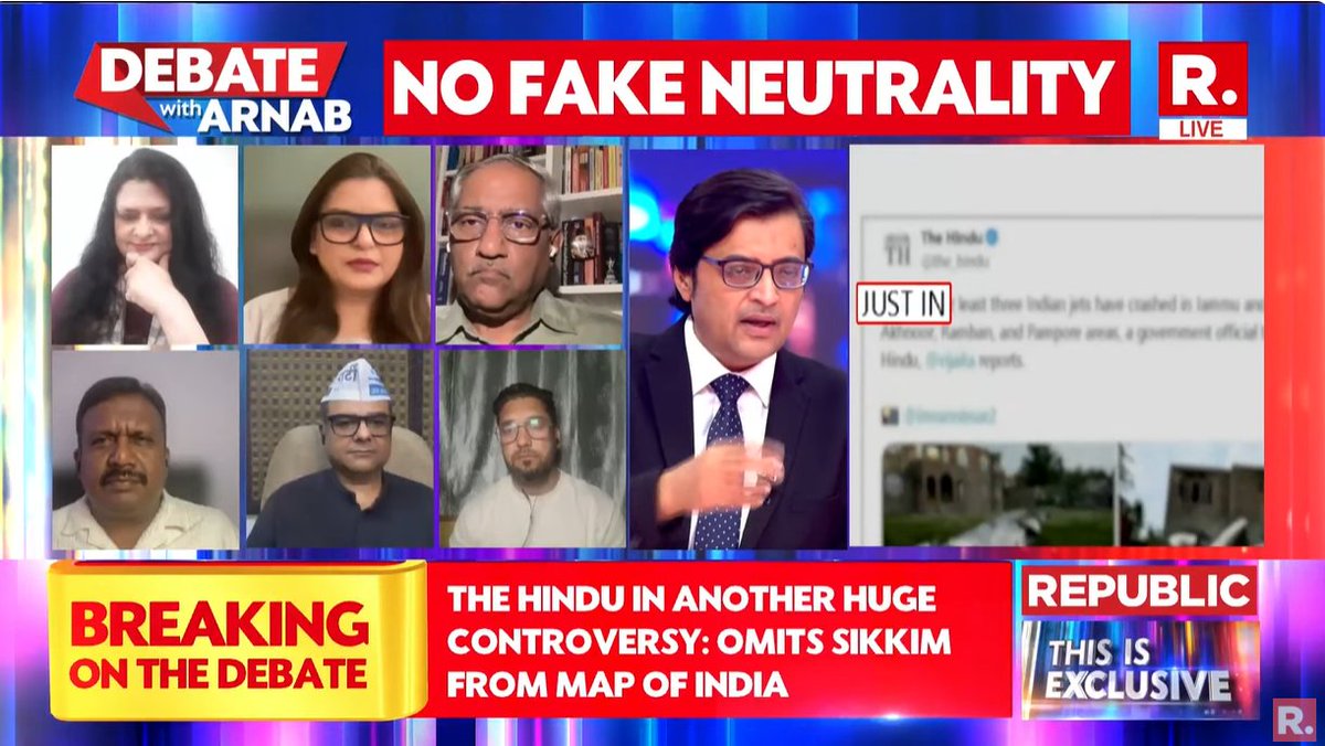 republic's tweet photo. Time to name and shame: Who’s normalising the enemy’s narrative?

#SuperprimetimeMax with Arnab is now #LIVE, on-air, and online. Tune in and fire in your views - https://t.co/AqHgsqZyLv

#OperationSindoor #NationForForces #BanTurkey #IndiaPakistan #PakistanIndiaTensions https://t.co/ma2W4OuCg5