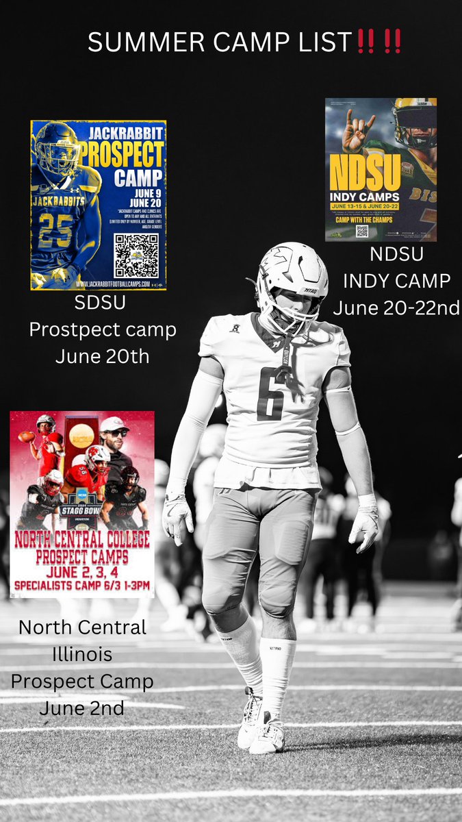 Here is my camp list for the summer‼️‼️Cant wait to get to work and show what I can do🙏🏈
