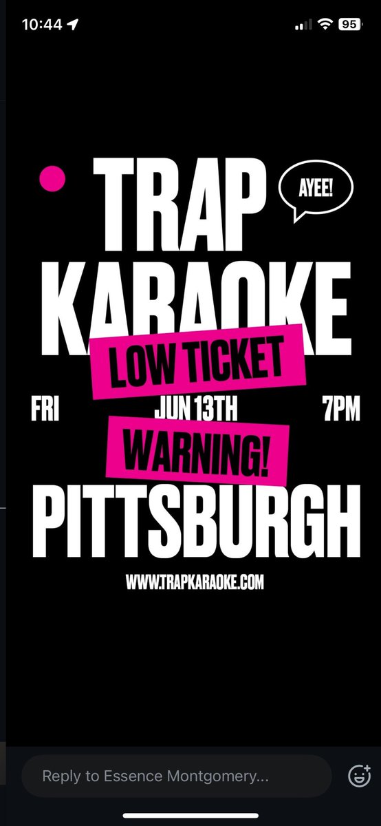 We’re less than 1️⃣ month away from Trap Karaoke’s return to Pittsburgh on Friday, June 13 🎤🔥

LIMITED TICKETS REMAIN. DON’T MISS IT. 🎫
livemu.sc/4jZKcKs
