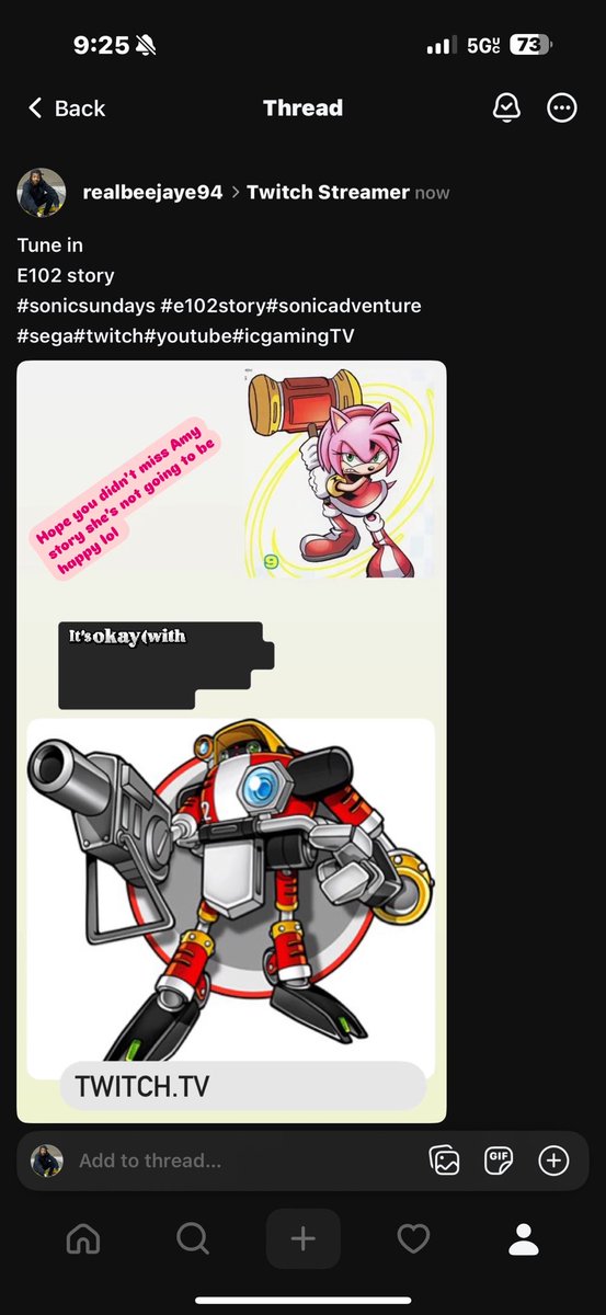 realbeejaye94's tweet image. Tune in
E102 story
#sonicsundays #e102story#sonicadventure #sega#twitch#youtube#icgamingTV