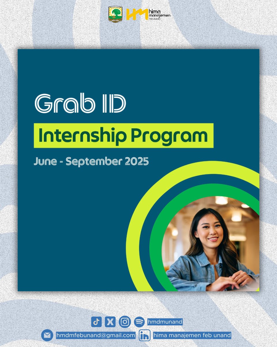 hmdmunand's tweet photo. [ INFORMATION CENTER ]

Hai Mene Peeps!😆👐🏻
Siapa nih yang lagi cari pengalaman magang kece di dunia teknologi dan transportasi?🙋🏻‍♀️

Pas banget! Grab Internship Program 2025 lagi buka pendaftaran nih‼️

Yuk jangan sampai ketinggalan dan langsung aja cek info selengkapnya https://t.co/xjZU0TzMxx