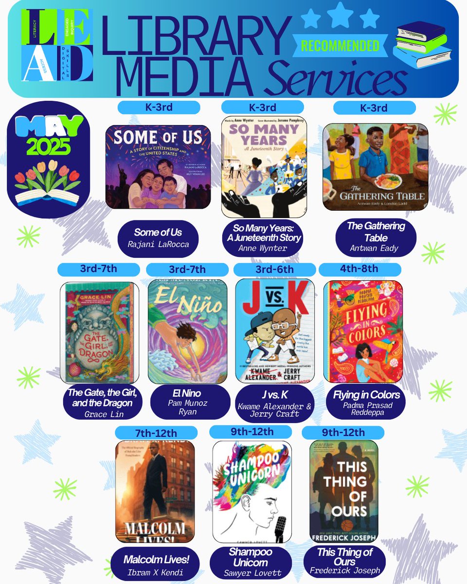 JCPS Library Media Services Department (@jcps_lms) on Twitter photo May Your Reading Bloom! Explore fresh picks for the month. bit.ly/3CJoGt5 #JCPSLibraries #LiteracyRoadTrip #LibrariansLeadingTheWay #EveryChildAReader #BooksUniteUs #LetFreedomRead #ReadersAreLeaders #RepresentationMatters #BookRecommendations
<a href="/JCPSLMSDrLynn/">JCPSLMSDr.Lynn</a> May Your Reading Bloom! Explore fresh picks for the month. bit.ly/3CJoGt5 #JCPSLibraries #LiteracyRoadTrip #LibrariansLeadingTheWay #EveryChildAReader #BooksUniteUs #LetFreedomRead #ReadersAreLeaders #RepresentationMatters #BookRecommendations
<a href="/JCPSLMSDrLynn/">JCPSLMSDr.Lynn</a>