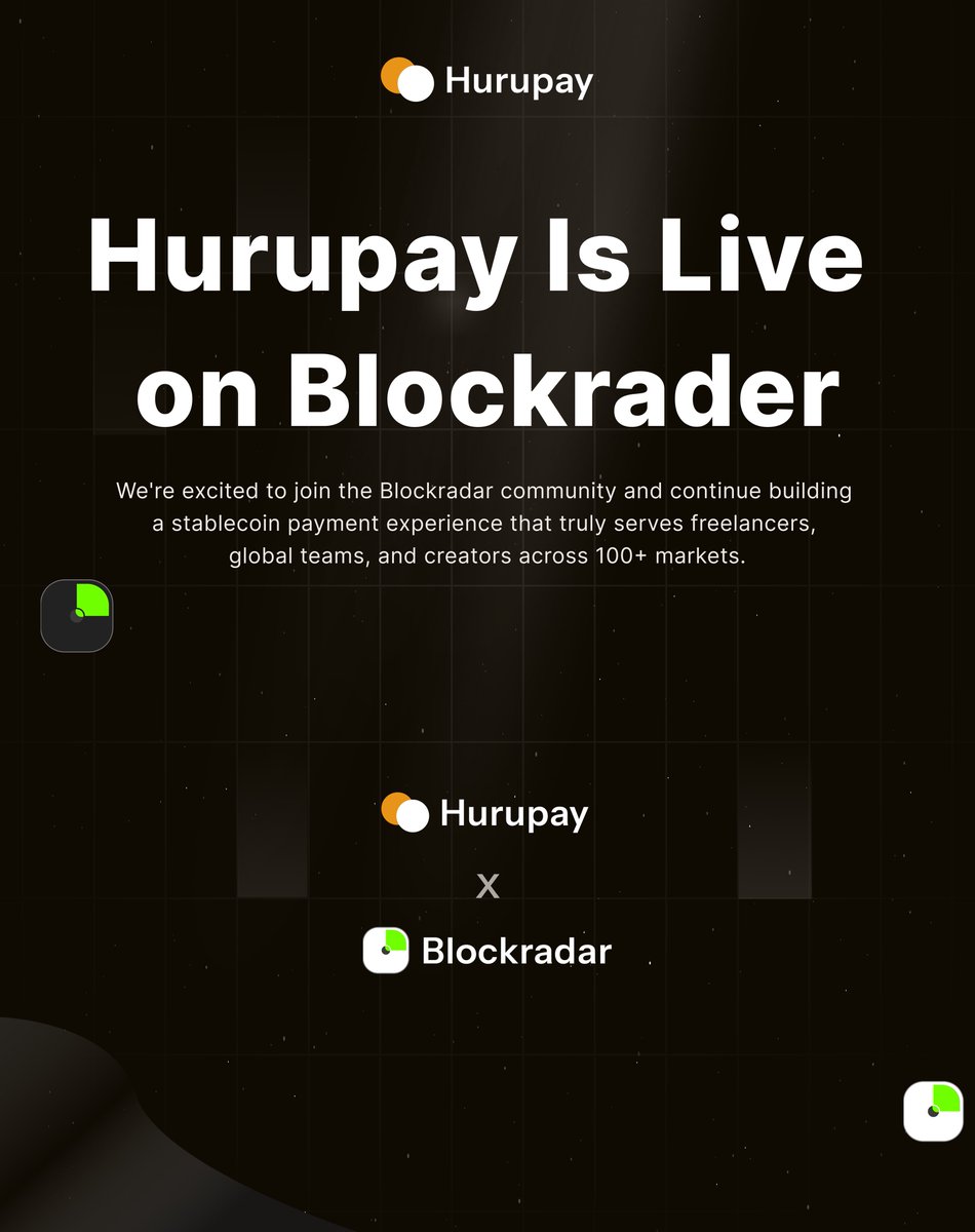 HurupayApp's tweet image. Hurupay + Blockrader = Stablecoin Payments!