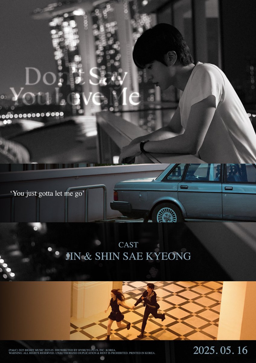 BIGHIT_MUSIC's tweet image. 진 (Jin) Main Track
'Don’t Say You Love Me' D-1 Poster
#진 #Jin #Jin_Echo
#Dont_Say_You_Love_Me