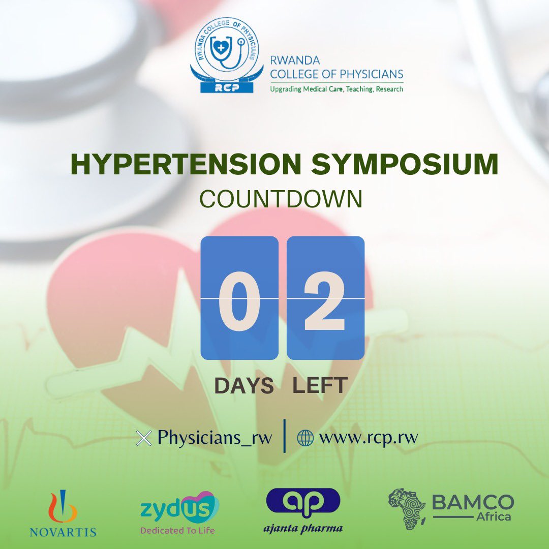 Physicians_RW's tweet image. Just 2 days to go!
Join us for the World Hypertension Day 2025 – Scientific Symposium as we explore the latest in hypertension care, research, and prevention. Don’t miss out!

#HypertensionAwareness #WHD2025 #RwandaHealth
