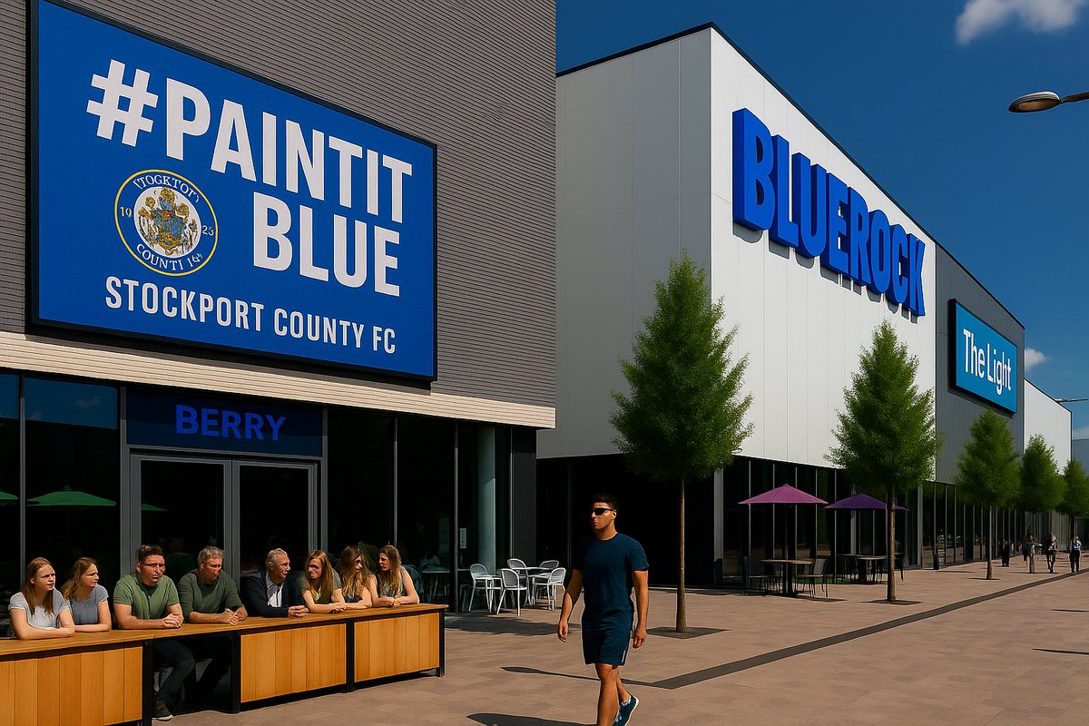 Redrock Stockport (@redrock_sk) on Twitter photo We're backing <a href="/StockportCounty/">Stockport County</a> all the way as they chase another promotion in the play-offs! 🎩💪
Redrock? Not anymore... it's Bluerock now 💙😉
What do you think of our AI-powered glow-up? 🔵✨
#PaintItBlue #BluerockTakeover #StockportCounty #BlueRock #Stockport #Cheshire We're backing <a href="/StockportCounty/">Stockport County</a> all the way as they chase another promotion in the play-offs! 🎩💪
Redrock? Not anymore... it's Bluerock now 💙😉
What do you think of our AI-powered glow-up? 🔵✨
#PaintItBlue #BluerockTakeover #StockportCounty #BlueRock #Stockport #Cheshire