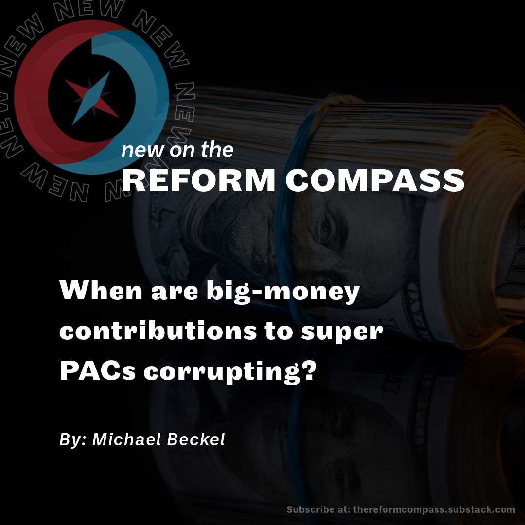 Issue One (@issueonereform) on Twitter photo Can contributions to super PACs be corrupting? Issue One Senior Research Director <a href="/mjbeckel/">Michael Beckel</a> explains: "For our government to be of the people, by the people, and for the people, it cannot be for sale to the highest bidder."
thereformcompass.substack.com/p/when-are-big… Can contributions to super PACs be corrupting? Issue One Senior Research Director <a href="/mjbeckel/">Michael Beckel</a> explains: "For our government to be of the people, by the people, and for the people, it cannot be for sale to the highest bidder."
thereformcompass.substack.com/p/when-are-big…