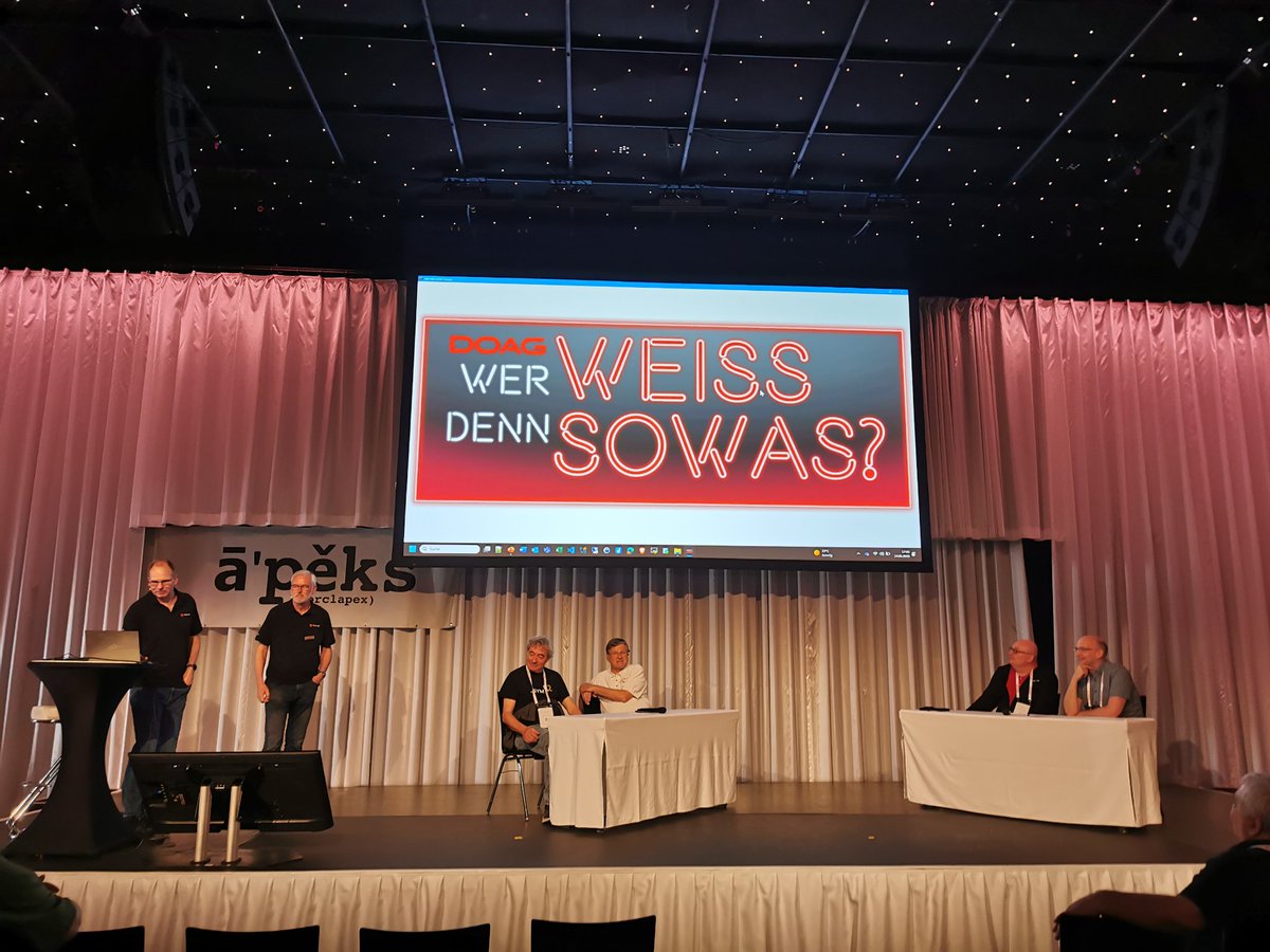 #DOAGDB25: Jetzt geht es gleich los mit dem beliebten Quiz. Zwei Teams im Wettstreit und das Publikum kann sich beteiligen und die Teams unterstützen. scomp.ly/8D43J5Y
Wann: seit 17:00 - 17:45 Uhr | Das Studio