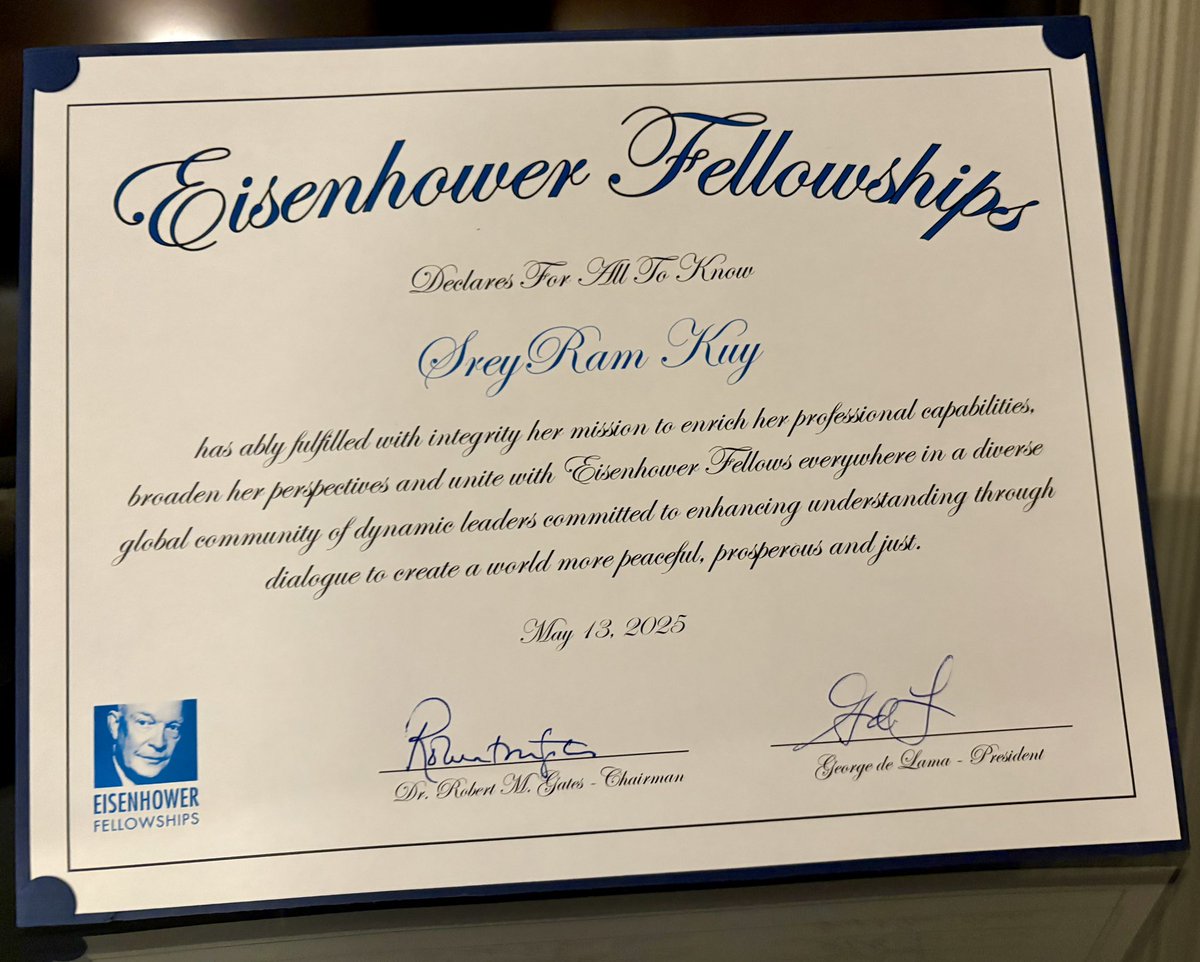 SreyRam Kuy, MD (@sreyram) on Twitter photo Such an amazing time at the <a href="/EF_Fellows/">Eisenhower Fellowships</a> graduation last night! Grateful for this transformative experience- I spent my Eisenhower Fellowship hiking the Great Wall of China, lecturing at the top medical schools in Beijing and Shanghai & collaborating with AI experts in healthcare! Such an amazing time at the <a href="/EF_Fellows/">Eisenhower Fellowships</a> graduation last night! Grateful for this transformative experience- I spent my Eisenhower Fellowship hiking the Great Wall of China, lecturing at the top medical schools in Beijing and Shanghai & collaborating with AI experts in healthcare!