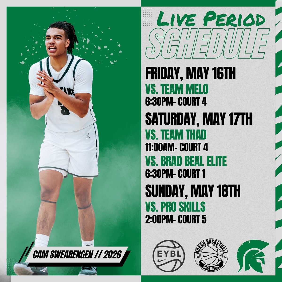Webb Basketball (@knoxwebbhoops) on Twitter photo ππππ ππππππΏ ππΎπππΏπππ
Class of 2026 Cam Swearengen will be playing in Memphis, TN with @mokanelite at Session 2 of the Nike EYBL.
- 6β5β guard/forward
- Region MVP
- All-State
- State Tournament MVP
- BCAT POTY Nominee
πGames at Memphis Sports & Events Center ππππ ππππππΏ ππΎπππΏπππ
Class of 2026 Cam Swearengen will be playing in Memphis, TN with @mokanelite at Session 2 of the Nike EYBL.
- 6β5β guard/forward
- Region MVP
- All-State
- State Tournament MVP
- BCAT POTY Nominee
πGames at Memphis Sports & Events Center