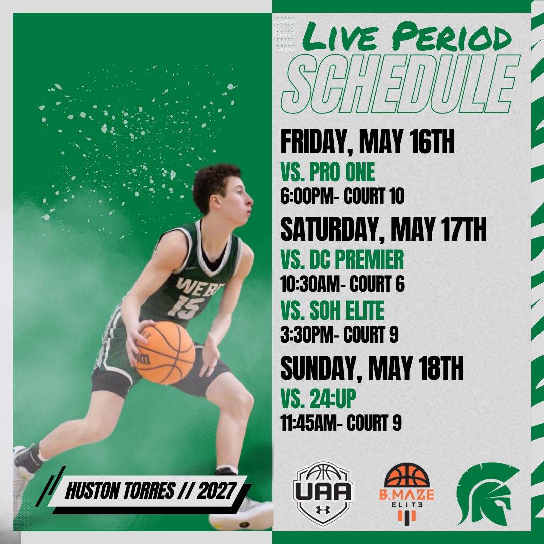Webb Basketball (@knoxwebbhoops) on Twitter photo ππππ ππππππΏ ππΎπππΏπππ
Class of 2027 Huston Torres will be playing in Hamilton, OH with <a href="/BMazeElite/">B. MAZE ELITE AAU</a> at Session 2 of the Under Armour Assocation.
- 6β1β Guard
- All-Region Honorable Mention
πGames at Spooky Nook Sports ππππ ππππππΏ ππΎπππΏπππ
Class of 2027 Huston Torres will be playing in Hamilton, OH with <a href="/BMazeElite/">B. MAZE ELITE AAU</a> at Session 2 of the Under Armour Assocation.
- 6β1β Guard
- All-Region Honorable Mention
πGames at Spooky Nook Sports