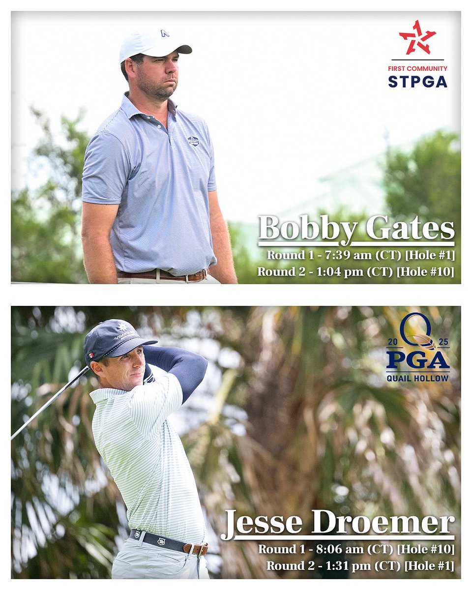 STexasPGA's tweet image. Wishing the best of luck to @BobbyGatesGolf and Jesse Droemer, PGA, as they compete in the PGA Championship this week!
Two of our First Community STPGA Team Members proudly representing the Southern Texas Section on the national stage!
#STPGA | #STPGANation | #FCSTPGA