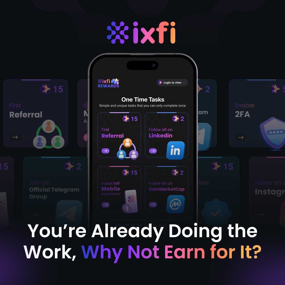ixfiexchange's tweet image. Everything you do on IXFI earns rewards. 🏆

From signing up and making your first trade to completing weekly, monthly, and milestone tasks, every action adds IXFI Points to your balance.

Use those points to claim crypto rewards directly from the platform.