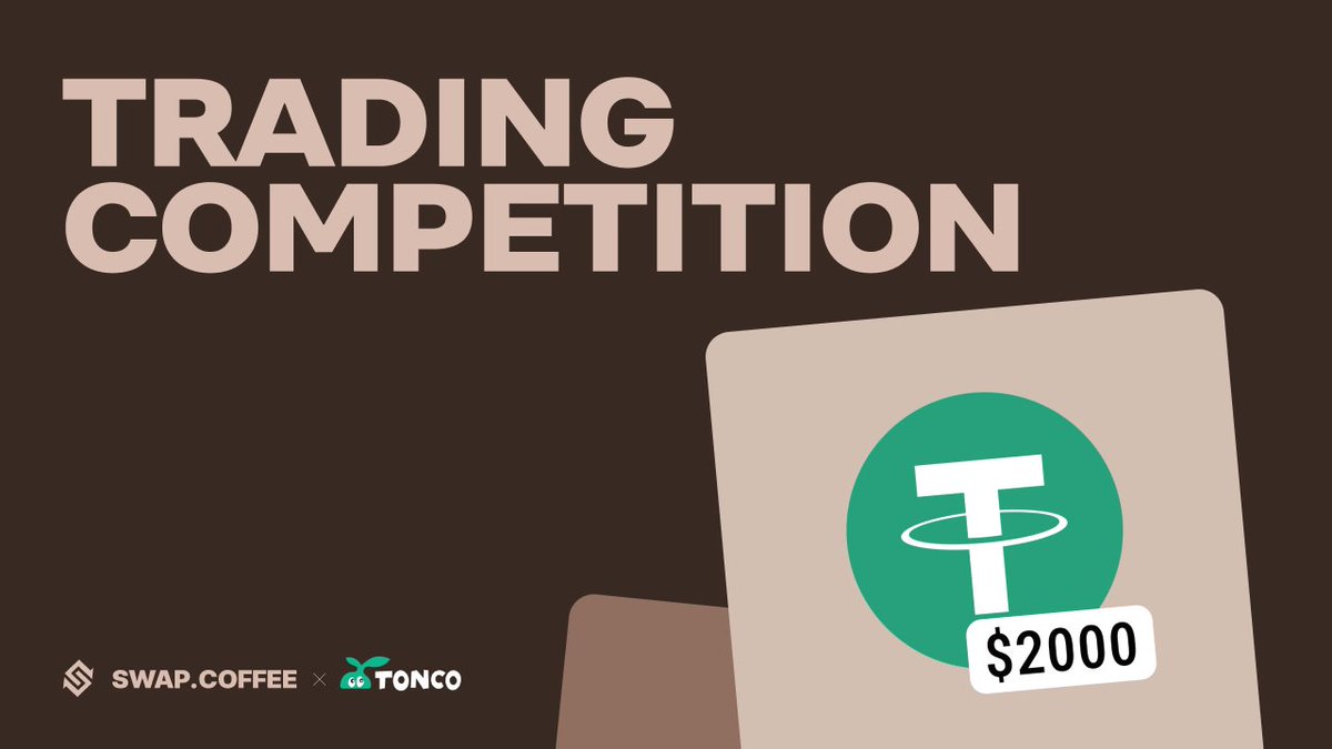 Trading competition with a prize pool of 2000 $USDT swap.coffee x <a href="/Tonco_io/">TONCO</a>  

We're excited to launch a new trading competition in partnership with TONCO (tonco.io) — the first concentrated liquidity DEX on TON!

ℹ️ How to participate in the
