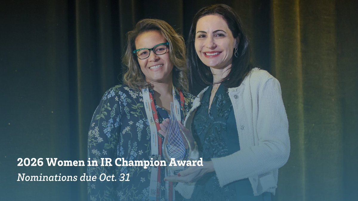 Nominations are now open for the 2026 Women in IR Champion Award! Know a #IRad making a real impact in interventional radiology through mentorship, leadership, advocacy, or innovation? Now’s the time to recognize their work! sirweb.org/about-sir/awar…