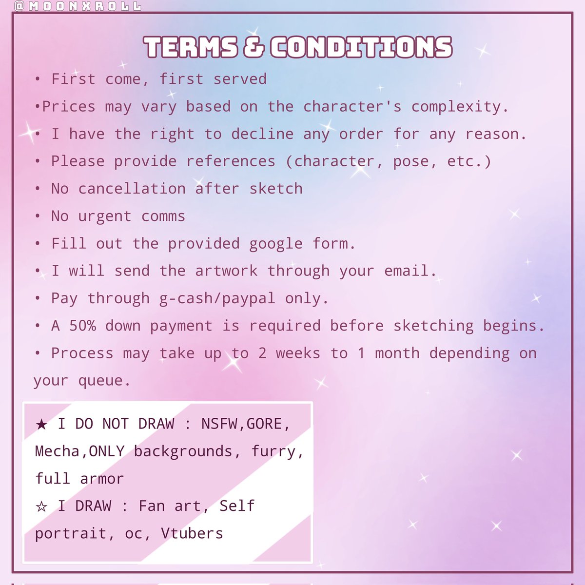 #Commission Slots OPEN! 

Hallu peeps! I'm reopening #emergencycommissions to help out with some personal expenses!

DM or fill out the form below to reserve your slot! 
forms.gle/3caakBz39Fy6Rf…

Rts are highly appreciated! 

#art #ArtistOnX #artmoots #Vtuber #commissionsopen
