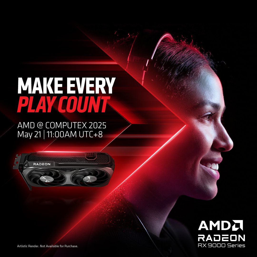 AMD Gaming (@amdgaming) on Twitter photo Reminder! Join AMD on May 21 as we reveal what’s next in gaming, AI PCs, and more. <a href="/JackMHuynh/">Jack Huynh</a>, SVP and GM of Computing and Graphics Group, along with industry leaders and partners showcase what is built to power the next level.
📺 youtube.com/live/ht92sDJiM… Reminder! Join AMD on May 21 as we reveal what’s next in gaming, AI PCs, and more. <a href="/JackMHuynh/">Jack Huynh</a>, SVP and GM of Computing and Graphics Group, along with industry leaders and partners showcase what is built to power the next level.
📺 youtube.com/live/ht92sDJiM…