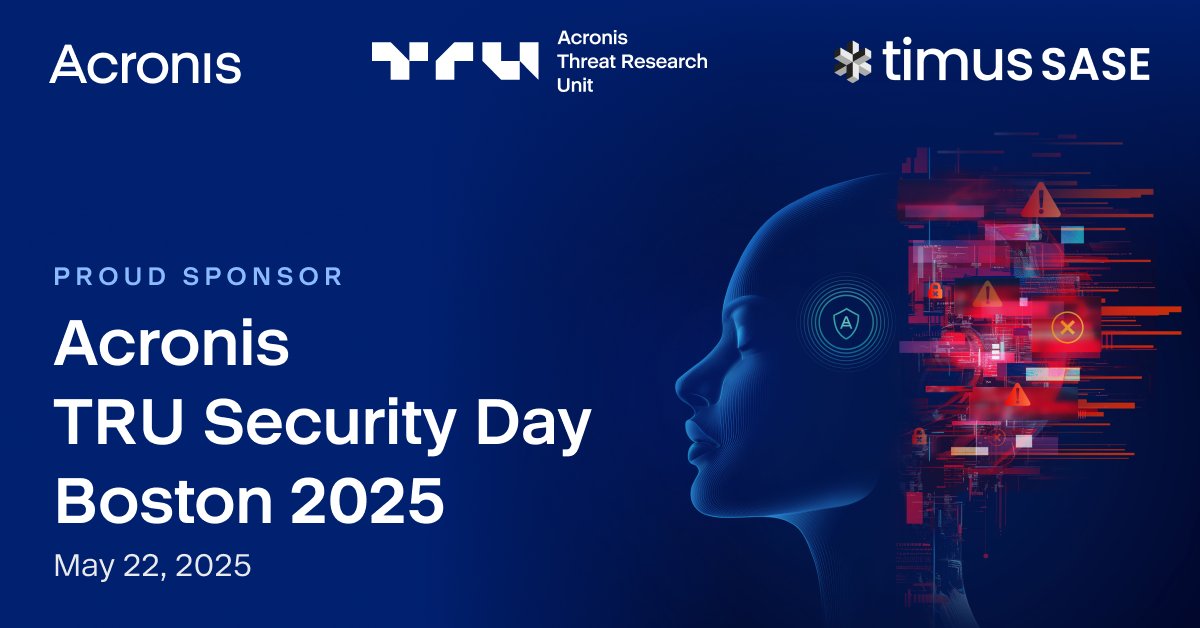 timusnetworks's tweet image. Timus is a proud Platinum sponsor of Acronis TRU Security Day Boston 2025! ⭐️

We are looking forward to meeting all MSPs in the New England region at the Seaport Hotel on May 22, 2025. Will we see you there? 🙌

hubs.li/Q03m3HkG0

#acronis #mspevent #networkingevent