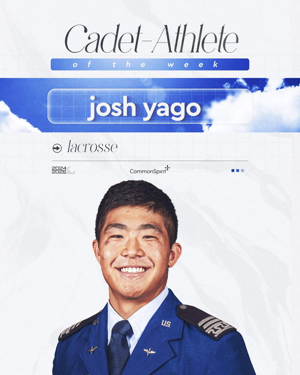 Air Force Falcons (@af_falcons) on Twitter photo Josh Yago is your πππππ-πππ‘π₯πππ π¨π ππ‘π ππππ€ β‘οΈ
Lacrosse team captain Josh Yago was tabbed USA Lacrosse All-America Honorable mention over the NCAA Tournament opening weekend. Yago, who was instrumental in the opening round win over Robert Morris, scored Josh Yago is your πππππ-πππ‘π₯πππ π¨π ππ‘π ππππ€ β‘οΈ
Lacrosse team captain Josh Yago was tabbed USA Lacrosse All-America Honorable mention over the NCAA Tournament opening weekend. Yago, who was instrumental in the opening round win over Robert Morris, scored