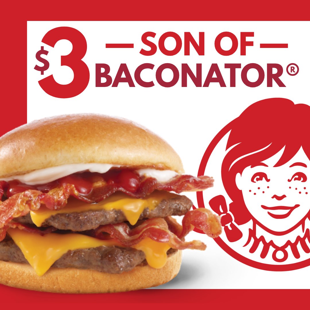 This good of a deal won't last forever! Grab a $3 Son of Baconator at Wendy's today before it's gone!
Add a small fry and beverage for $4 more.