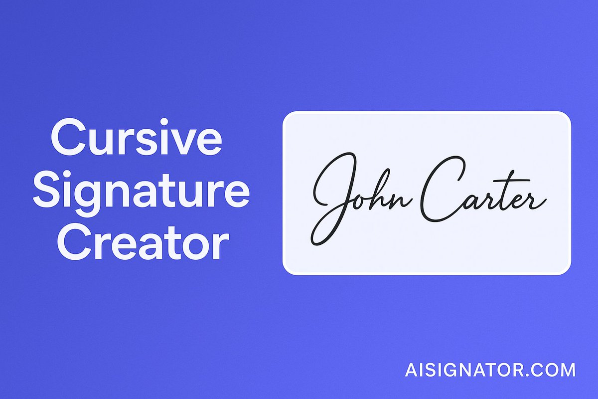 johncartersign's tweet photo. ✍️ Want to design a stylish signature online?

This cool cursive signature generator (free) lets you type your name and instantly preview 150+ flowing styles.

Customize stroke, slant, color – and create a cursive signature you’ll love.

👉 https://t.co/RdVBM6gaY6 https://t.co/65HTVTH1Yo