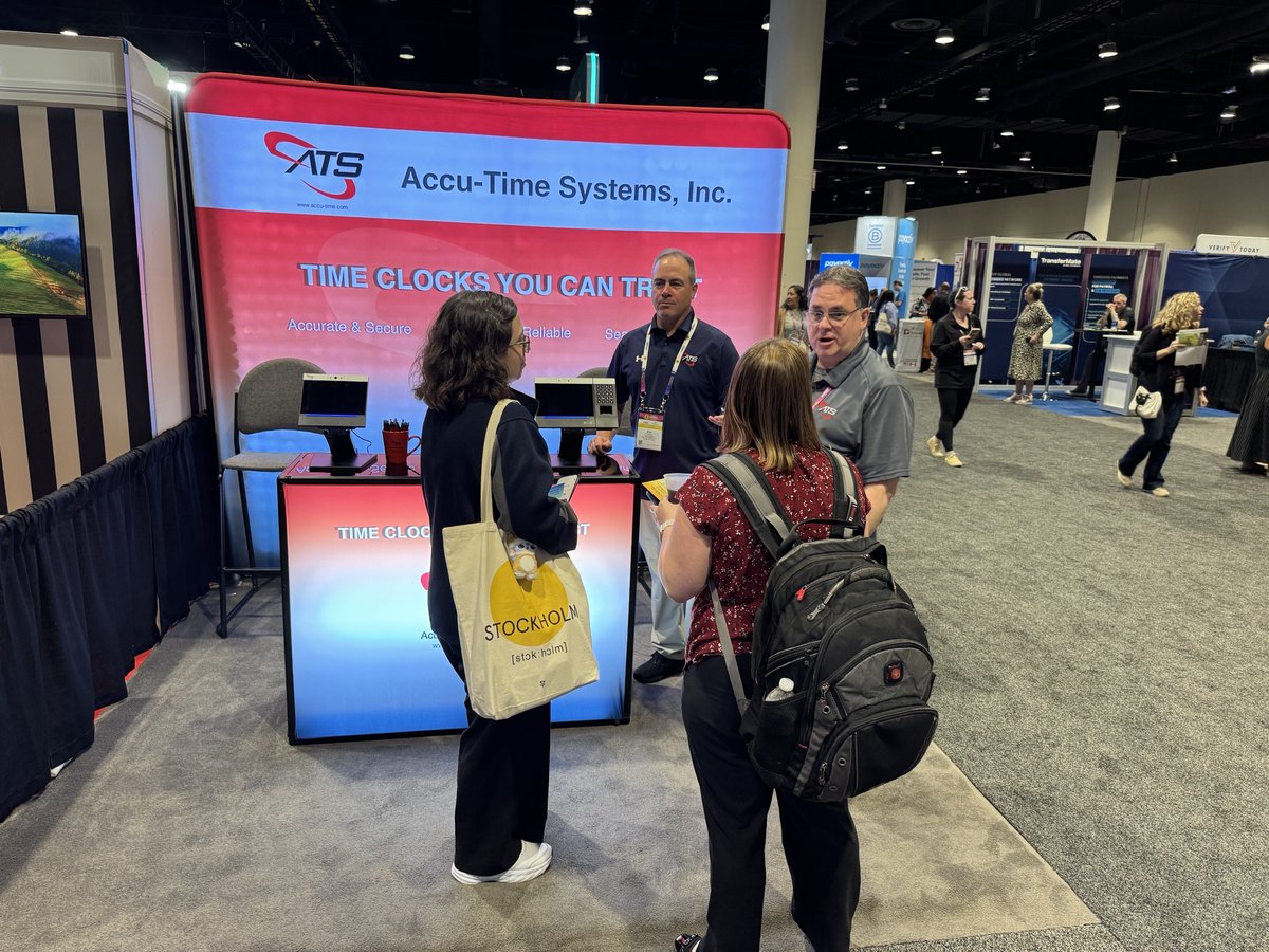 accu_time's tweet image. Our team is diving into the action at the Payroll Congress in sunny Orlando, Florida! We are excited to be showing our stride80 and PeoplePoint time clocks, if you are at the event swing by our booth and get a live demo!