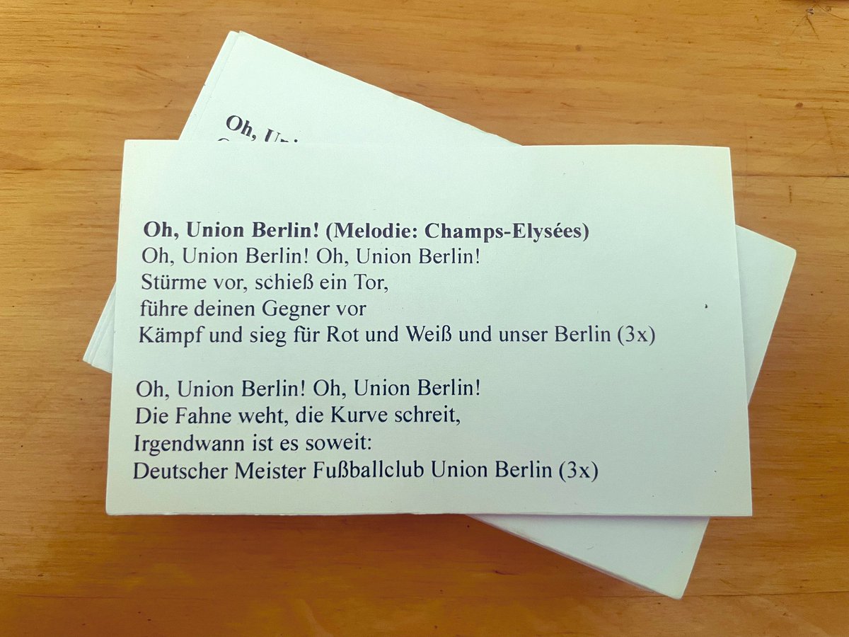 Cornelia🦥 (@unjonerin) on Twitter photo 🗣️ Am Sonntag soll dieser alte Banger mal wieder im Stadion zu hören sein. Also: bitte Text auffrischen und der Stadionbezugsgruppe weitersagen
❤️🤍 #fcunion 🗣️ Am Sonntag soll dieser alte Banger mal wieder im Stadion zu hören sein. Also: bitte Text auffrischen und der Stadionbezugsgruppe weitersagen
❤️🤍 #fcunion