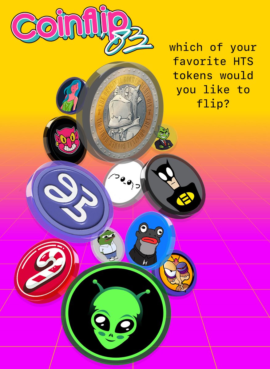 Which one of your favorite HTS tokens would you like to see flipped? Tag them so we can send a DM and get that working!!! 😉 Don’t forget to follow <a href="/Coinflip83/">Coinflip'83</a> for more updates!!