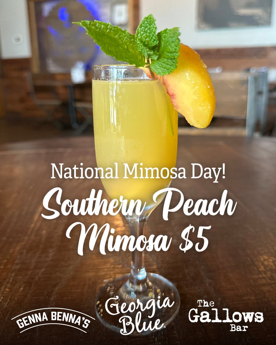 One Day Only! Celebrate National Mimosa Day this Friday, May 16th with our refreshing Southern Peach Mimosa- just $5!