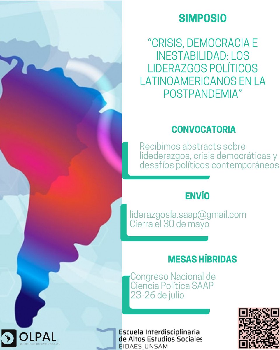 Si sos cientista social (politólogo, sociólogo. Comunicologo, etc) y estas interesado en la temática del Liderazgo político, no lo dudes más, este Simposio está hecho a tu medida. En el marco de la <a href="/RedSAAP/">SAAP</a> y la coordinación de <a href="/LuCaruncho/">Lucía Caruncho</a> <a href="/MJCFraschini/">Mariano Fraschini</a> y Santiago Garcia
Info 👇