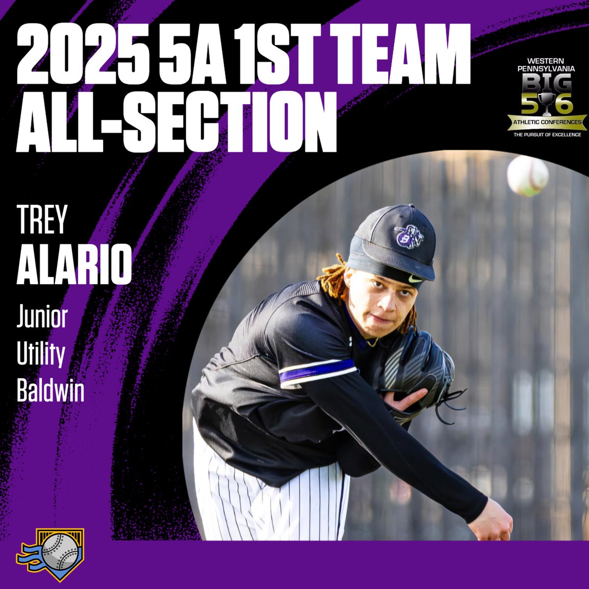 Pittsburgh Hardball Academy (@pgh_hardball) on Twitter photo Congratulations to Trey Alario (Baldwin) on being named 5A 1st Team All-Section by the <a href="/Big56Conference/">Big 56 Conference</a>!
An uncommitted junior with an upper-80s fastball, Trey excelled this season as both a pitcher and infielder—showcasing athleticism, versatility, and next-level potential. Big Congratulations to Trey Alario (Baldwin) on being named 5A 1st Team All-Section by the <a href="/Big56Conference/">Big 56 Conference</a>!
An uncommitted junior with an upper-80s fastball, Trey excelled this season as both a pitcher and infielder—showcasing athleticism, versatility, and next-level potential. Big
