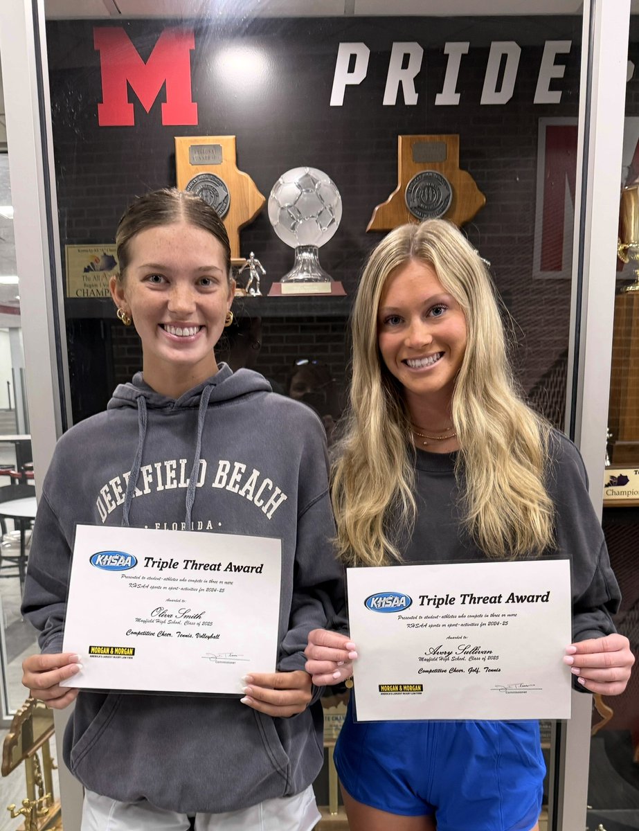 MHSCards1's tweet image. The Triple Threat Award is given to student-athletes who participate in a KHSAA sport or sport-activity on the varsity level during each season of the academic year (fall/winter/spring). Congrats to several of our student-athletes on this accomplishment. #TripleThreat
