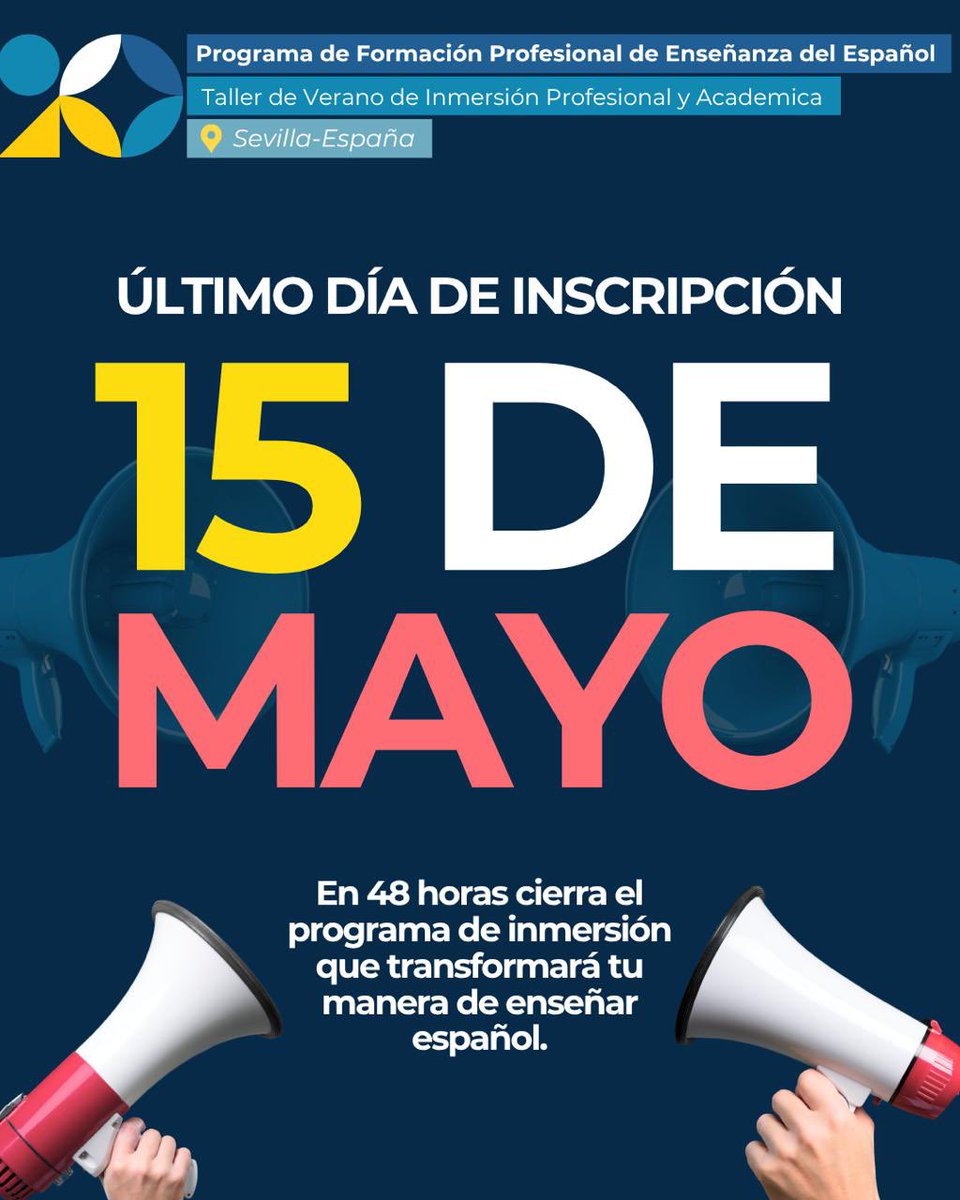 Only 2 days left to apply for the immersion program in Seville that will transform the way you teach Spanish.
Develop new skills, connect with educators, and live a unique academic experience this summer.
🔗 Register: forms.gle/HzoaJVp1KHghHr…
