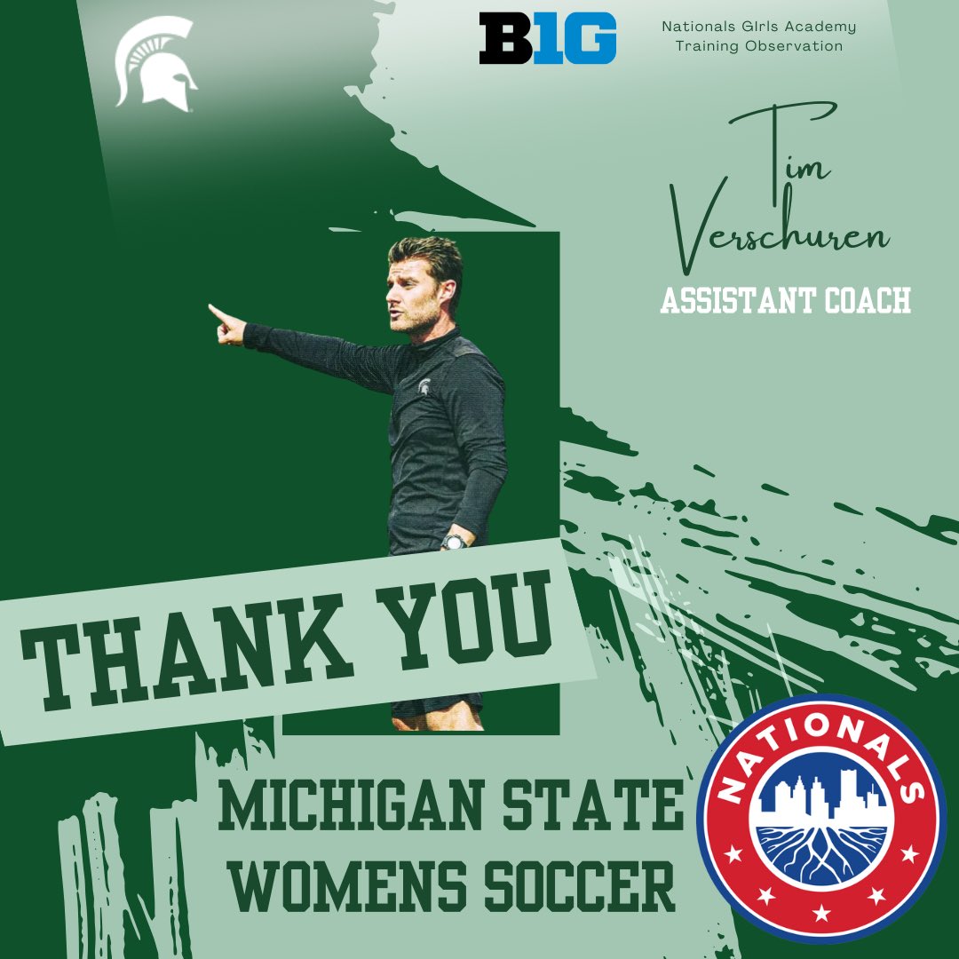 David Robertson (@coachdr7) on Twitter photo A big thank you to <a href="/MSU_wsoccer/">Michigan State Women's Soccer</a> Assistant Coach, Tim Verschuren, for spending time at our trainings this week to observe our 2007, 2008, 2009 & 2010 ECNL & 2009 ECNL-RL teams in their training environment!
We really appreciate you spending the time with us!
#MichiganState A big thank you to <a href="/MSU_wsoccer/">Michigan State Women's Soccer</a> Assistant Coach, Tim Verschuren, for spending time at our trainings this week to observe our 2007, 2008, 2009 & 2010 ECNL & 2009 ECNL-RL teams in their training environment!
We really appreciate you spending the time with us!
#MichiganState
