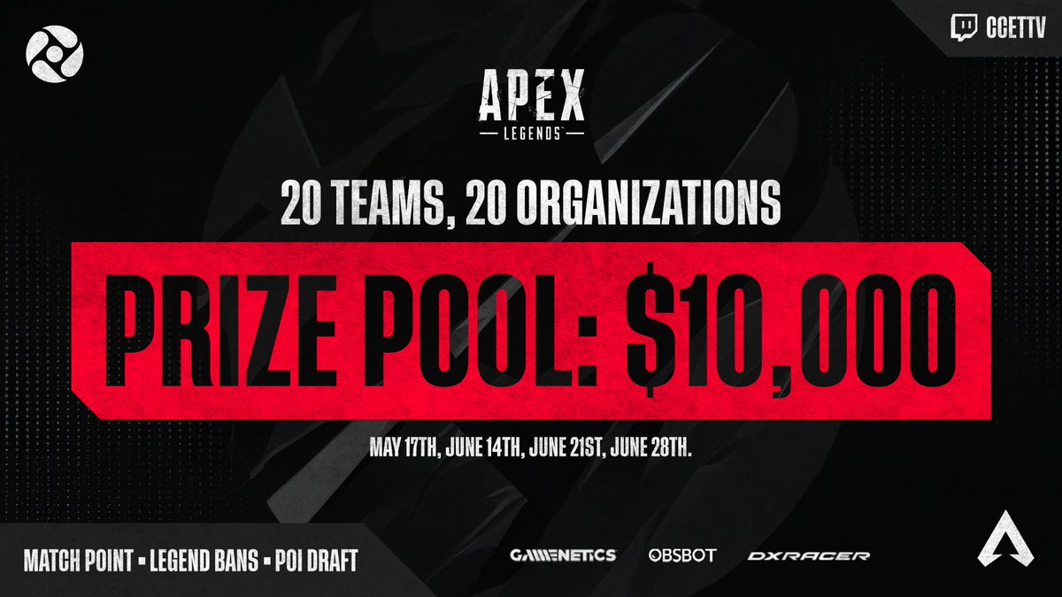 Ascendance Series.⛩️

20 TEAMS, 20 ORGANIZATIONS.

We're hosting a $10,000 LIVE-CASTED APEX LEGENDS TOURNAMENT series with some of YOUR favorite Pro League Teams! 🎮🎲

Save the Dates:

• May 17th
• June 14th 
• June 21st
• June 28th

WATCH ON TWITCH!