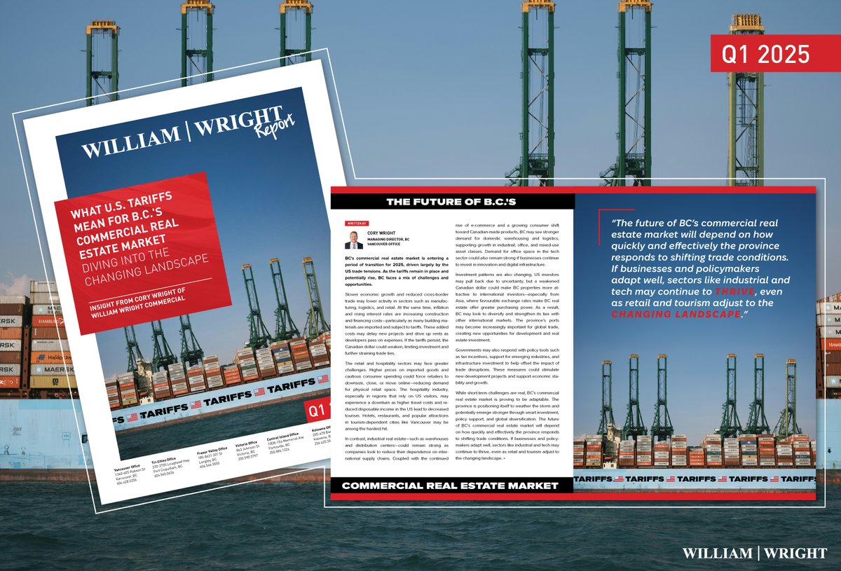 William Wright Report Q1 2025: What US Tariffs Mean for BC's Commercial Real Estate Market. BC’s commercial real estate market is entering a period of transition for 2025, driven largely by the US trade tensions. 🔗 williamwright.ca/news/william-w…
#WilliamWrightCommercial #yyjre #vanisle