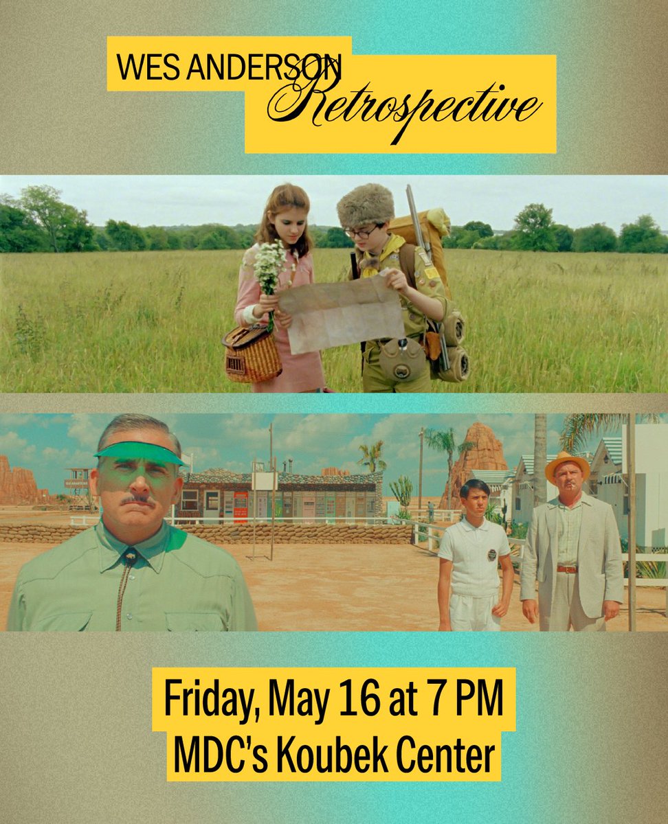 FREE ‼️ 📻🦊🌸 Join us as we count down the days for THE PHOENICIAN SCHEME with a lookback at two of Wes Anderson's beloved films: MOONRISE KINGDOM and ASTEROID CITY.

📍 MDC's Koubek Center on Friday, May 16 starting at 7PM

RSVP: eventbrite.com/e/wes-anderson…