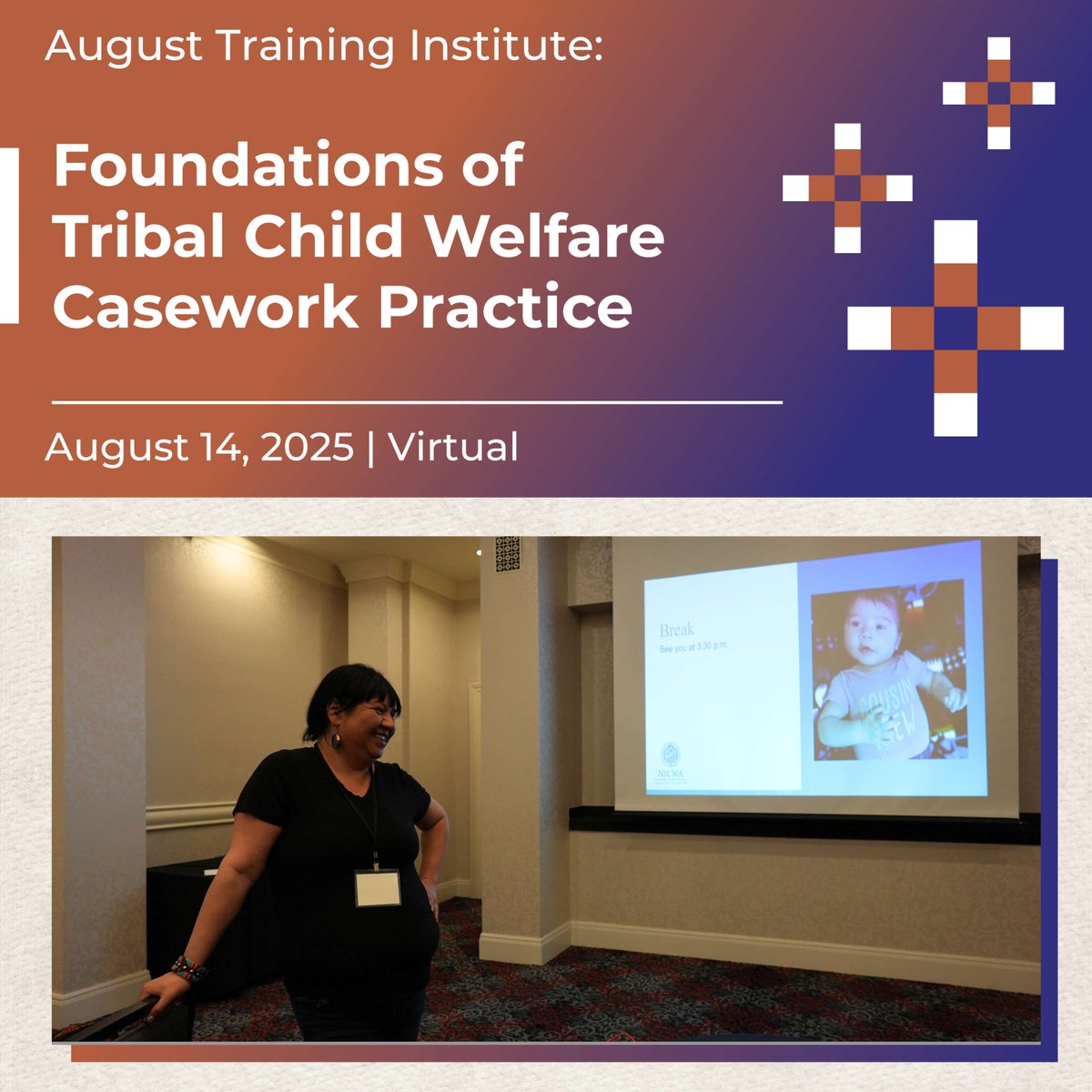 🌟 New Training Opportunity from NICWA! 🌟
Join Foundations of Tribal Child Welfare Casework Practice—one of our newest trainings designed for tribal and First Nations child welfare workers, front-line staff, and supervisors.

Learn more and register here: cvent.me/vAGqve?RefId=SM