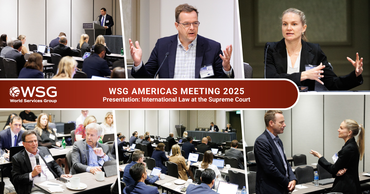 World Services Group (@worldservsgroup) on Twitter photo At the #WSG Americas Meeting 2025, Hillary Lukacs and Peter Rutledge of <a href="/MMM_Law/">Morris, Manning & Martin</a> shared insights on how the US Supreme Court is shaping international law—covering arbitration, foreign jurisdiction & sovereign immunity.
Thanks to our panelists for a great session! At the #WSG Americas Meeting 2025, Hillary Lukacs and Peter Rutledge of <a href="/MMM_Law/">Morris, Manning & Martin</a> shared insights on how the US Supreme Court is shaping international law—covering arbitration, foreign jurisdiction & sovereign immunity.
Thanks to our panelists for a great session!