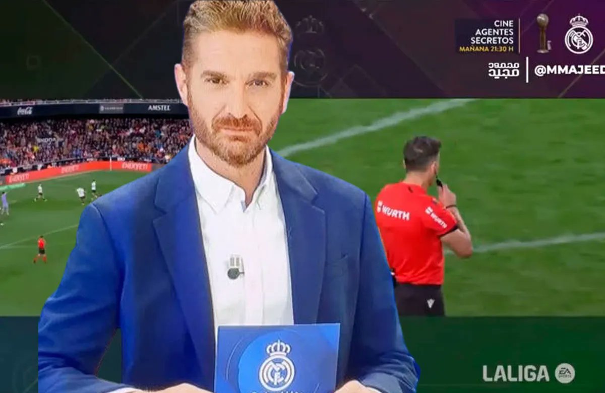 El "periodista" David Álvarez es uno de los mercenarios a sueldo por Florentino Pérez en Real Madrid TV. Difundió el bulo de que Asencio no estaba imputado y dijo que el Real Madrid me iba a denunciar. Hoy, Raúl Asencio ha sido procesado por difusión de vídeo sexual de una menor.