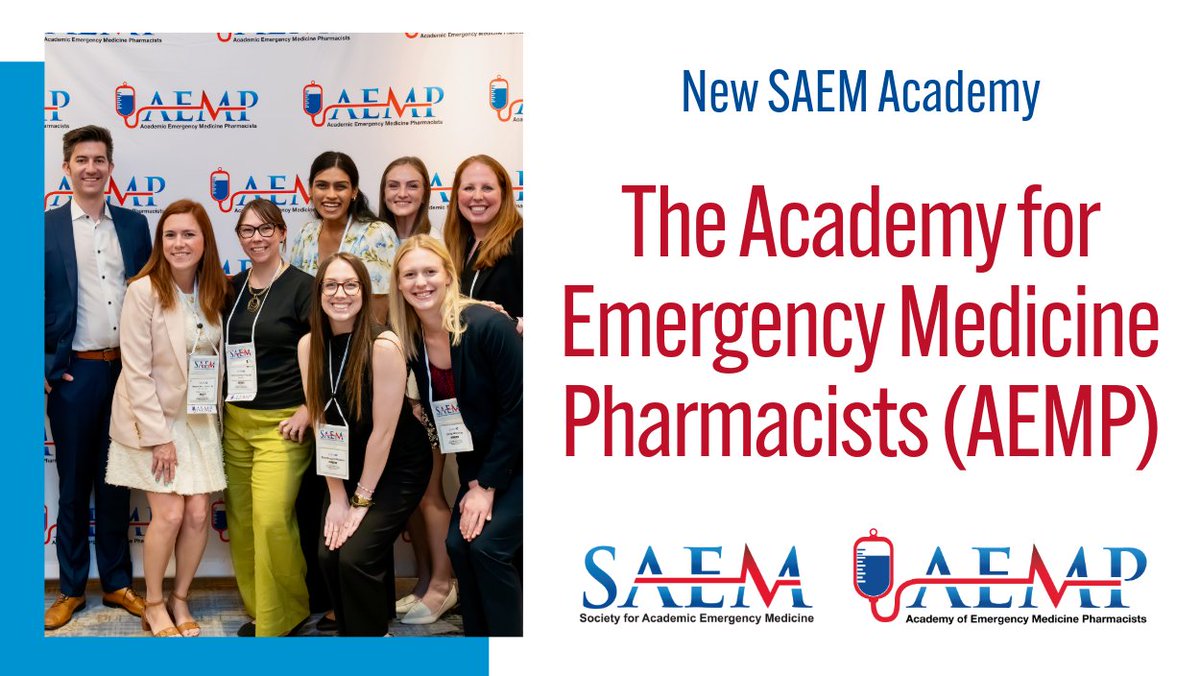Congratulations to the Academic Emergency Medicine Pharmacists interest group on becoming SAEM’s newest academy, the Academy of #EmergencyMedicine Pharmacists (AEMP)!