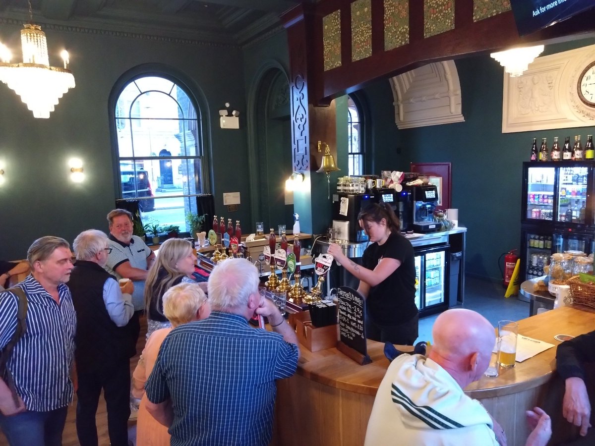 Pints being poured at the Station Tap. Great place for a bar.