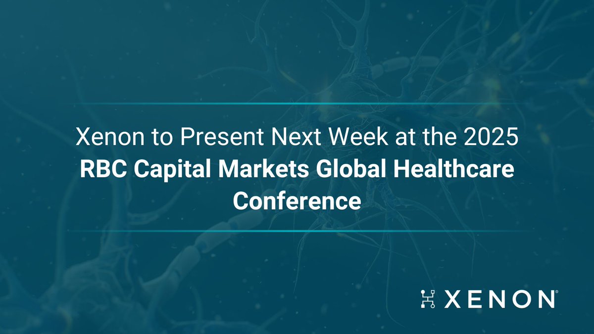 We are looking forward to presenting at the 2025 RBC Capital Markets Global Healthcare Conference at 10:30 am ET on Wednesday, May 21, 2025. Details and webcast link here: investor.xenon-pharma.com/news-releases/…